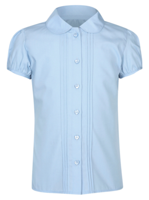 Girls School Short Sleeve Pintuck Blouse - Light Blue | School | George ...