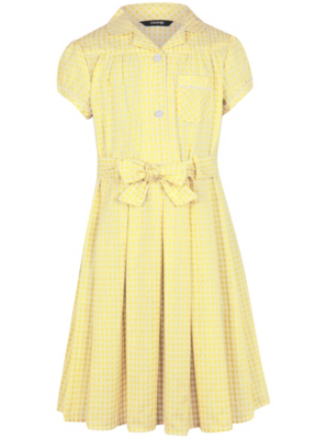 Girls School Gingham Dress – Yellow | School | George at ASDA