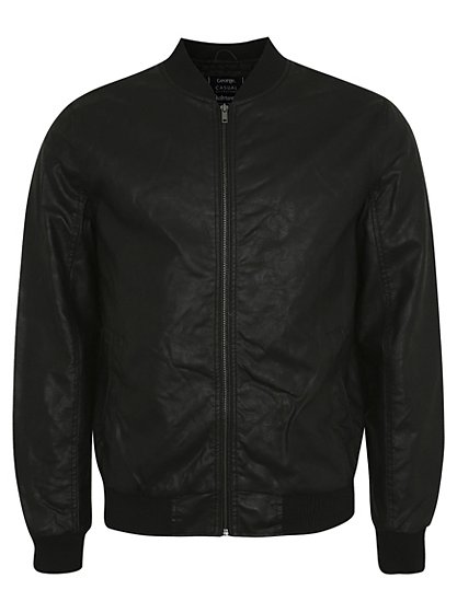 Leather-Look Bomber Jacket | Men | George at ASDA