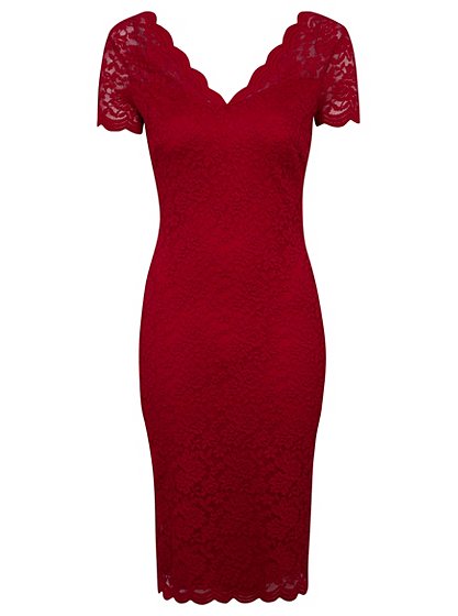 V- neck Lace Midi Dress | Women | George at ASDA