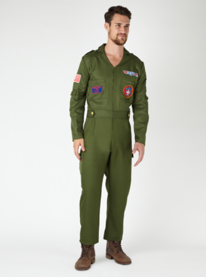 MENS TOP GUN DELUXE COSTUME TOM CRUISE FIGHTER PILOT 80s FILM ...