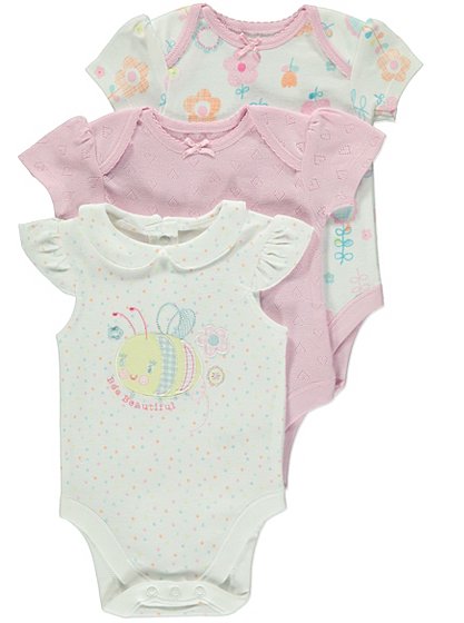 3 Pack Assorted Bee Bodysuits | Baby | George at ASDA
