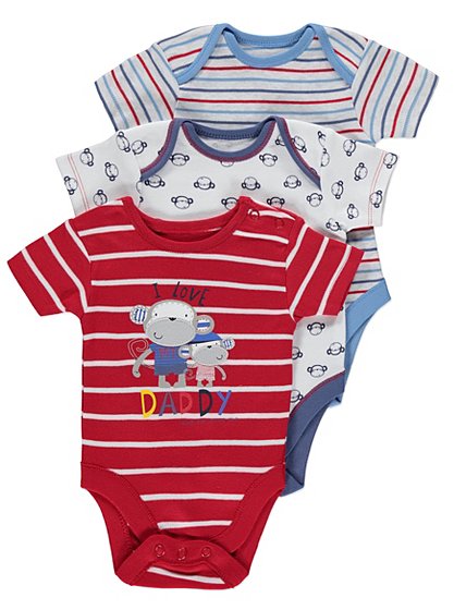 3 Pack Monkey Print Bodysuit Set | Baby | George at ASDA