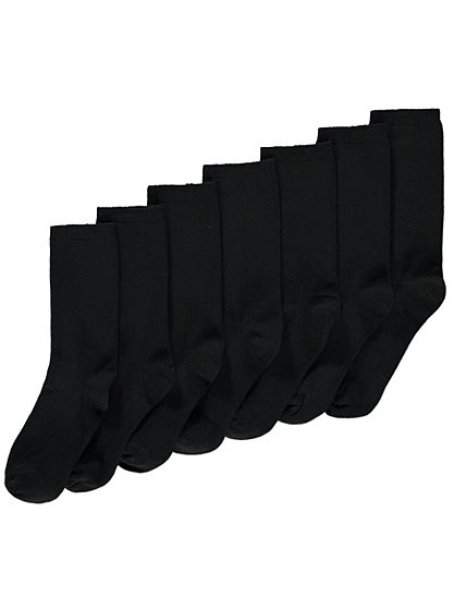 School 7 Pack Cotton Rich Socks – Black | School | George at ASDA
