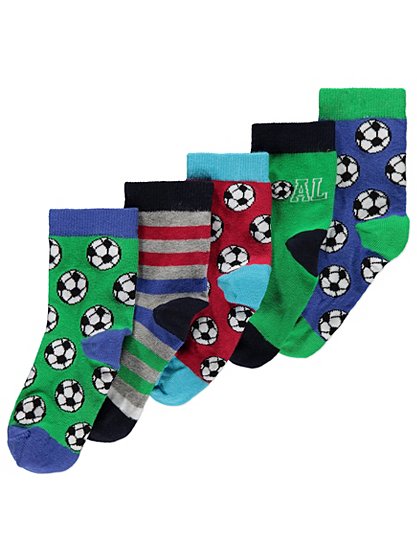 5 Pack Football Print Socks | Kids | George at ASDA