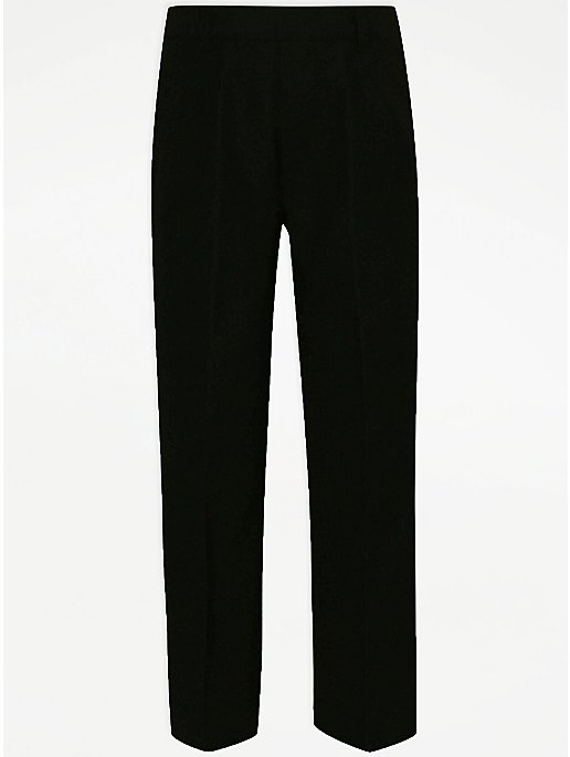 Boys Black Plus Fit Half Elasticated Waist School Trousers Boys Black Plus Fit Half Elasticated Waist School Trousers