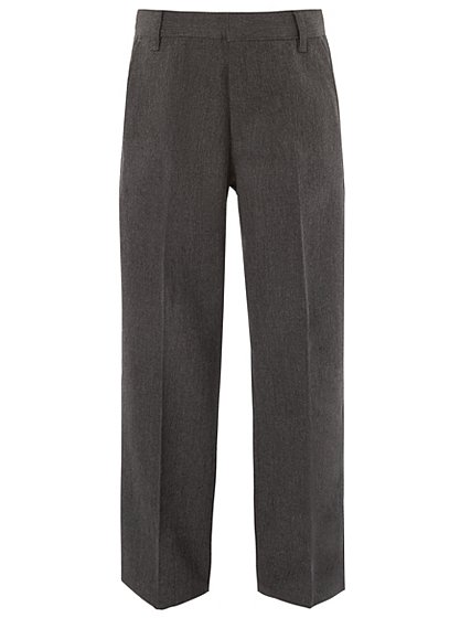Boys School Slim Fit Flat Front Trousers - Grey | School | George at ASDA