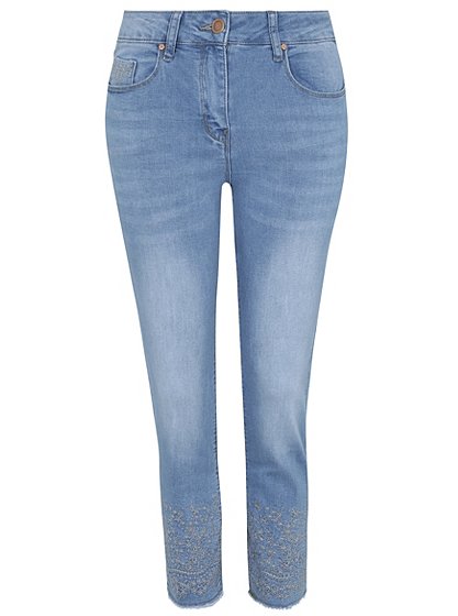Embroidered Cropped Skinny Jeans | Women | George at ASDA