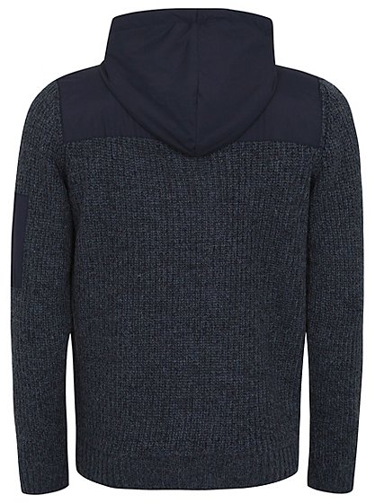 Fleece Lined Hooded Chunky Zip Up Cardigan - Blue | Men | George at ASDA