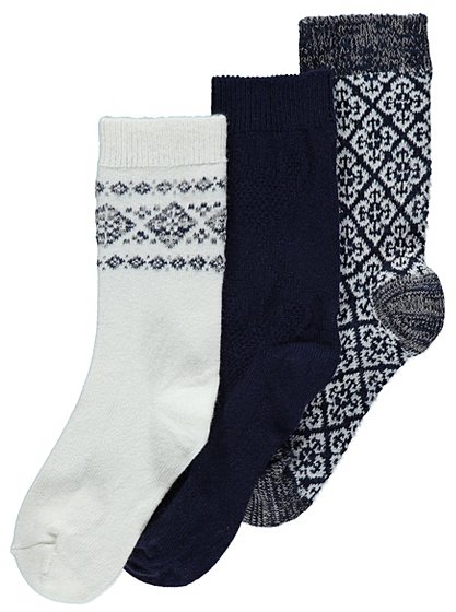 3 Pack Fair Isle Thermal Socks | Women | George at ASDA