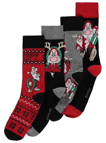 Disney Grumpy 4 Pack Christmas Socks | Men | George at ASDA