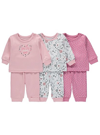 3 Pack Assorted Print Pyjamas | Baby | George at ASDA