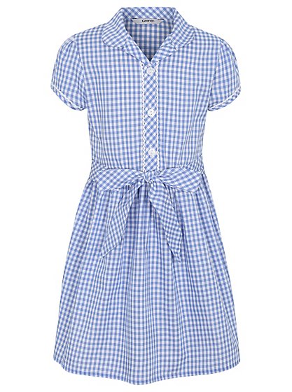 Girls Light Blue Gingham School Dress | School | George