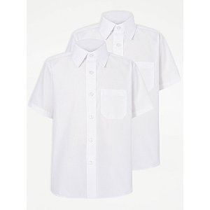Ex BHS Boys School Shirt White Short Long Sleeve Non Iron Ages 4-16 PACK OF 2 