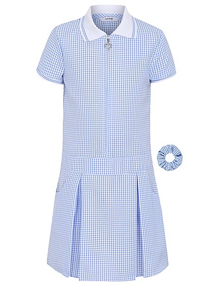 Girls School Sporty Gingham Dress – Light Blue | School | George at ASDA