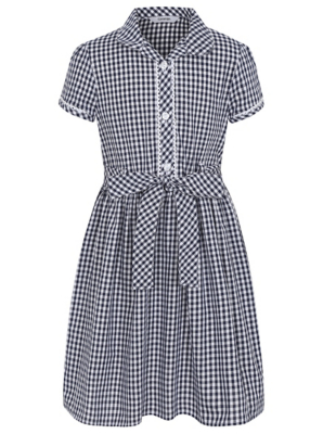 Girls School Gingham Dress – Navy | School | George At ASDA