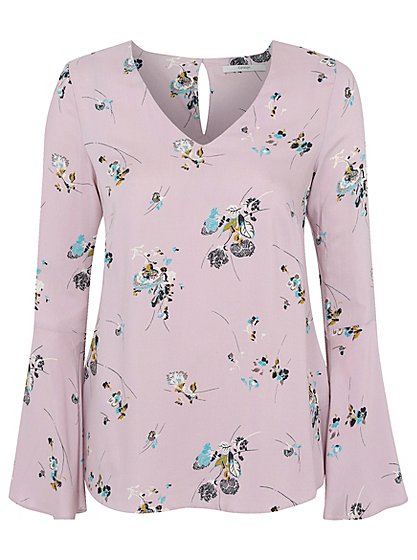Floral Print Fluted Sleeve Top | Women | George at ASDA