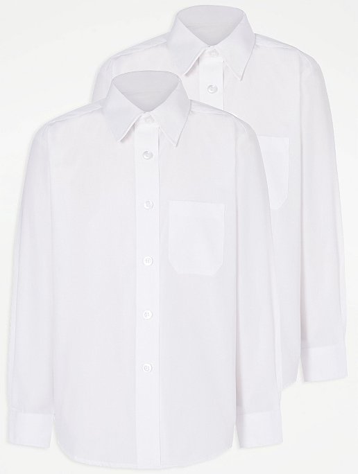 Debenhams Kids 2 Pack Girls White Long Sleeve Generous Fit Shirts