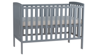grey wooden cot