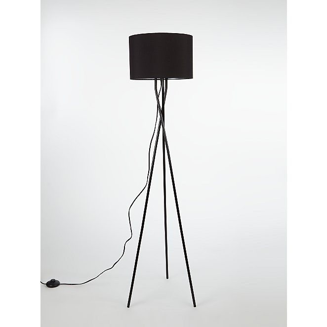 George Home Black Low Floor Lamp, Black Shade Tripod Floor Lamp