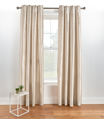 George Home Natural Faux Silk Curtains With Velvet Header Home