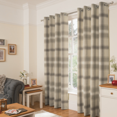 Home Natural Brushed Blurry Check Curtains Home & Garden