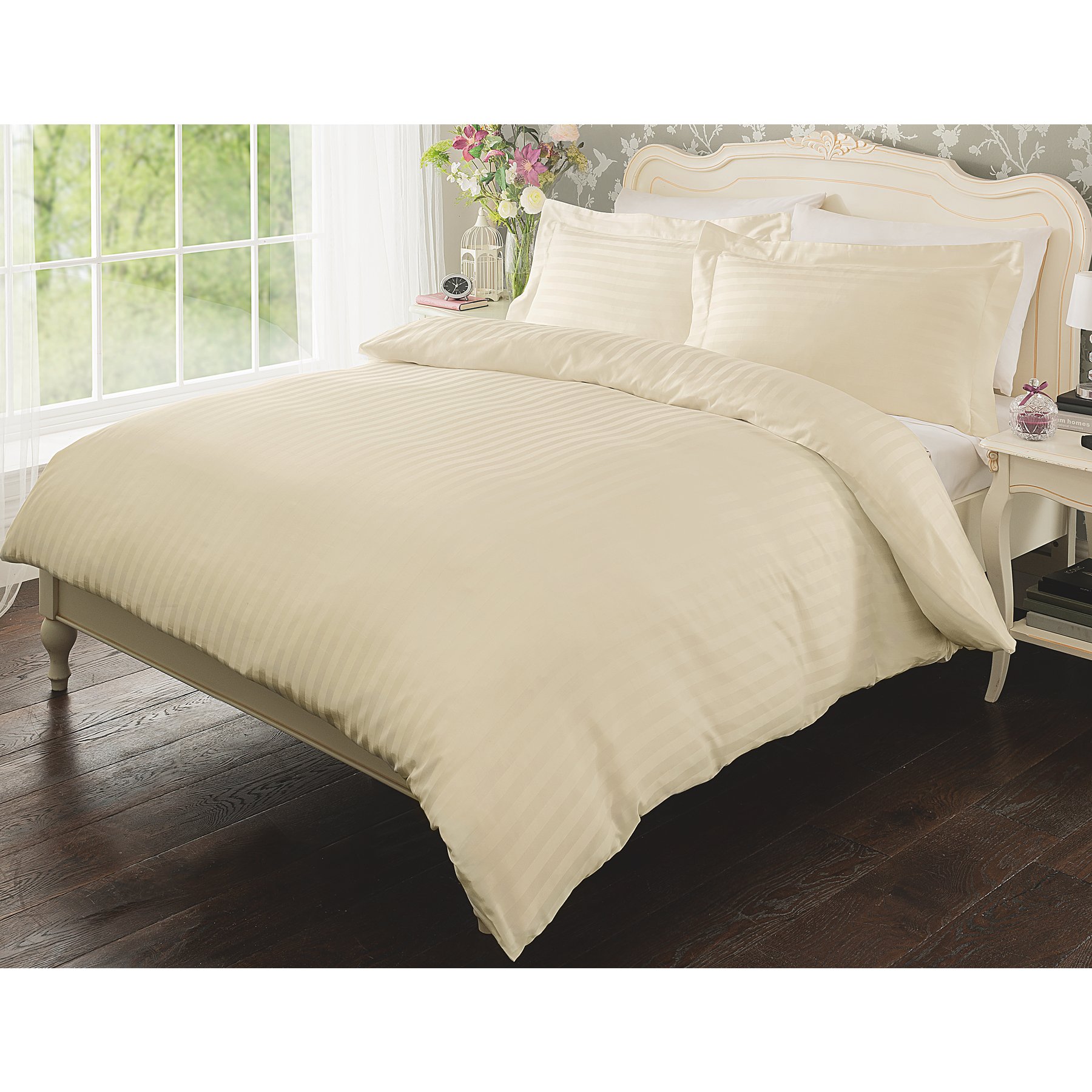 Cream 100 Cotton Stripe Duvet Set Home George
