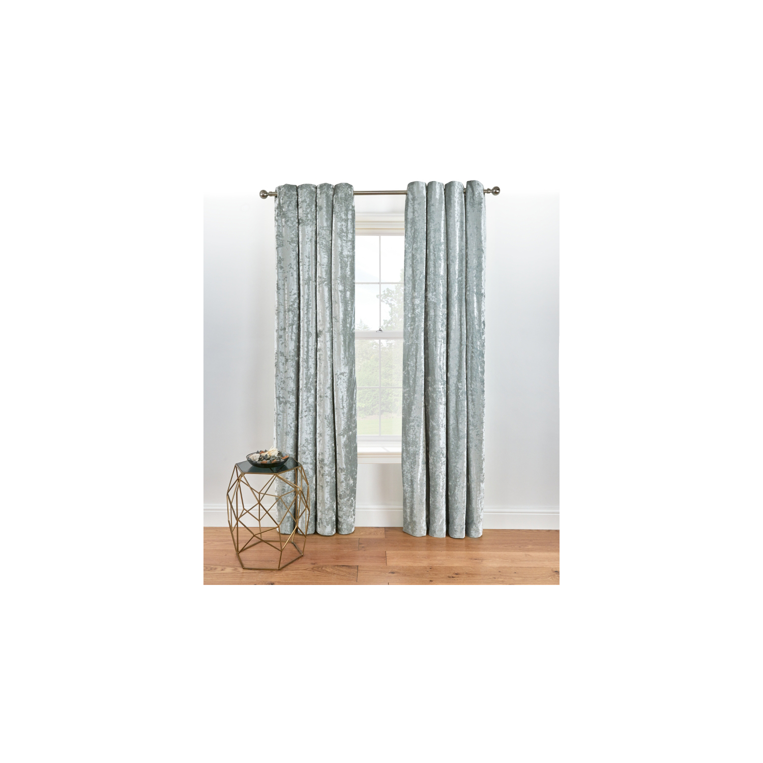 George Grey Crushed Velvet Eyelet Curtains