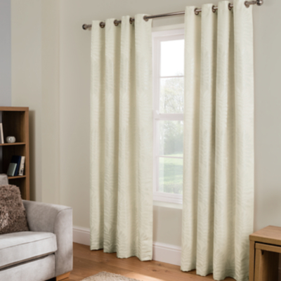Cream Shimmered Leaf Eyelet Curtains Home Garden George At Asda