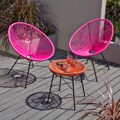 Camden 3 Piece Bistro Set Pink and Orange Home & Garden at ASDA