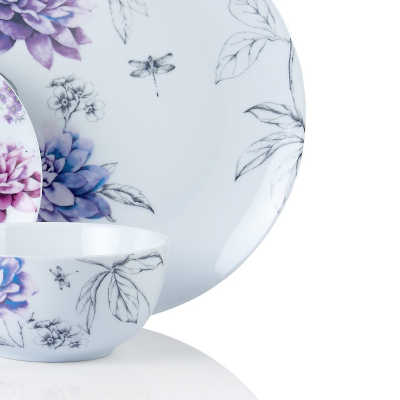 12 Piece Purple Floral Dinner Set Home & Garden