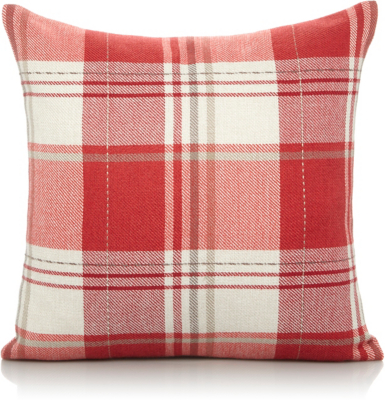 red and grey checked cushions
