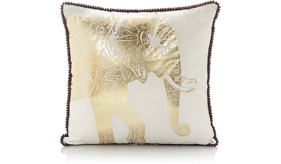 Metallic Gold Elephant Cushion | Home & Garden | George