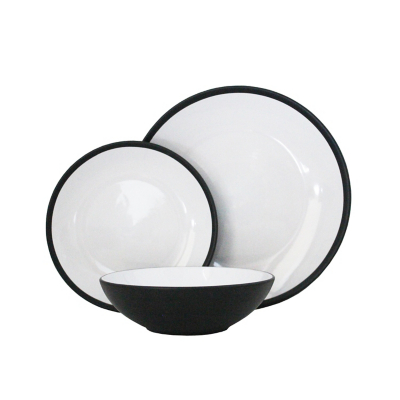 black and white dinner set