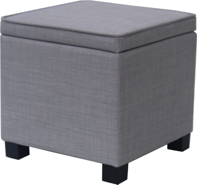 Square Storage Footstool Light Grey Furniture