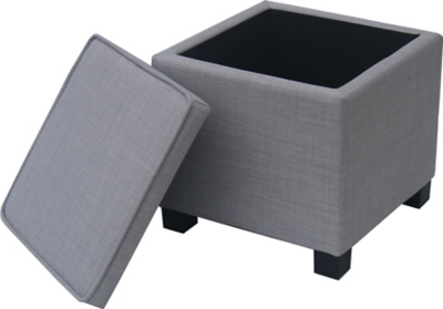 Square Storage Footstool Light Grey Furniture