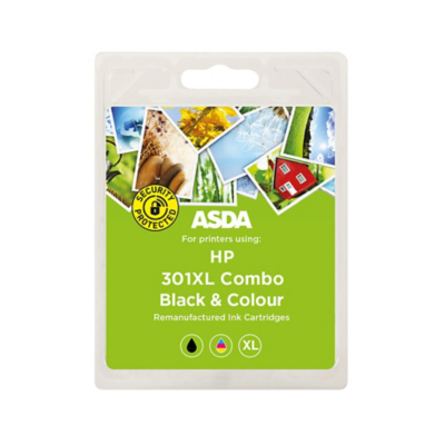 George ASDA Remanufactured HP 301XL Black & Colour Combo Pack Ink - Multi