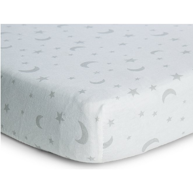 Moon And Stars Moses Cot Bed Fitted Sheets 2 Pack Baby George