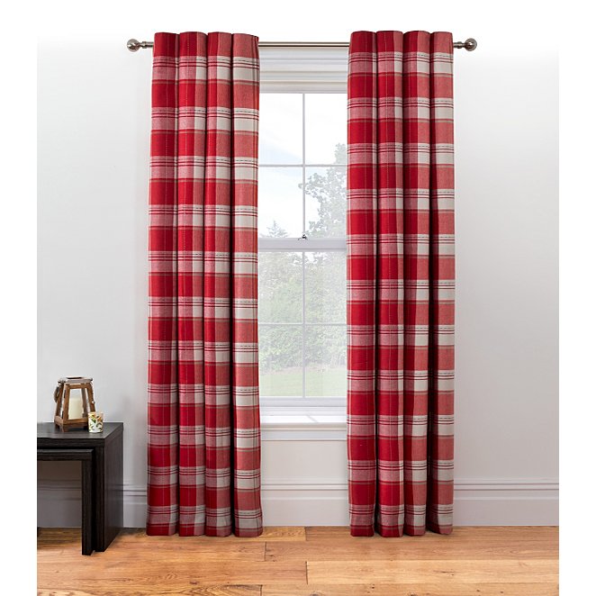 Check Woven Lined Curtains Red Home, Red Checked Curtains Next