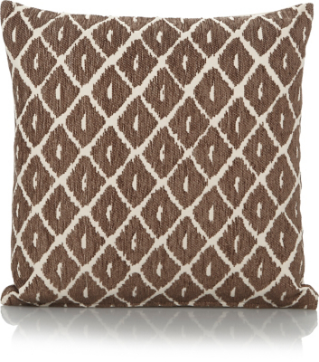 Chenille Ikat Cushion Brown Home George