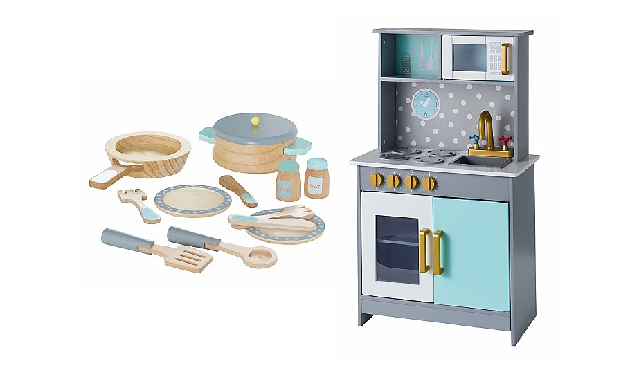 George Home Wooden Deluxe Kitchen and Cooking Set Toys ...