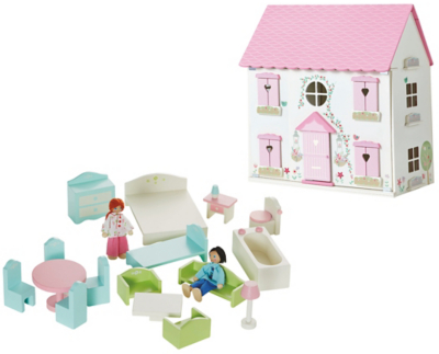 george home wooden dolls house & large furniture set