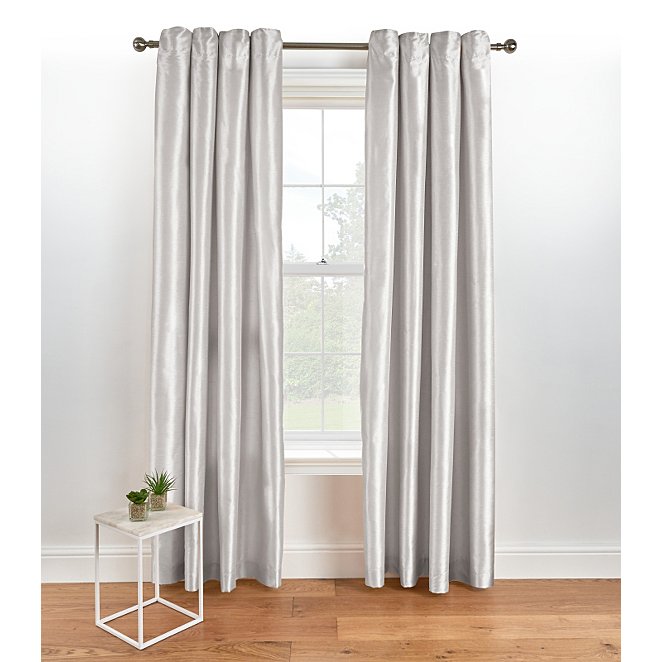 Silver Faux Silk Curtains Home George, White And Silver Curtains