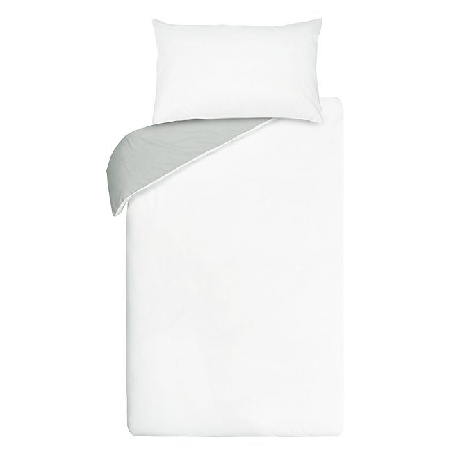 White Reversible Duvet Set Home, Grey And White Single Bedding