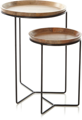 Wooden Tray Nest of Tables Solid Wood Furniture