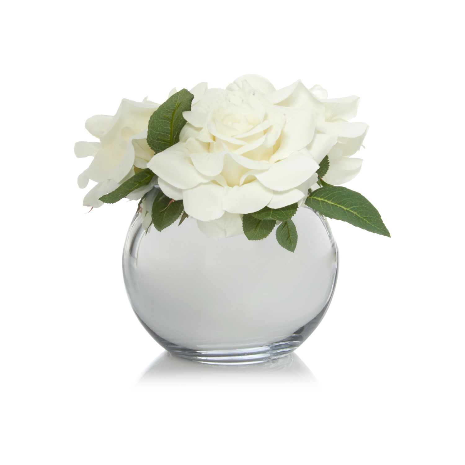 George Silver Rose Arrangement In -Tone Chrome Vase