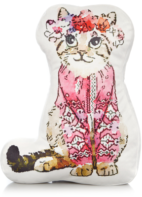 Pink Floral Catshaped Cushion Home & Garden