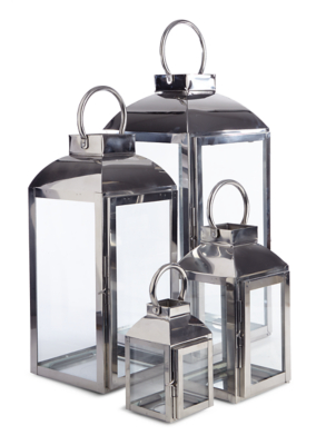 chrome candle lantern