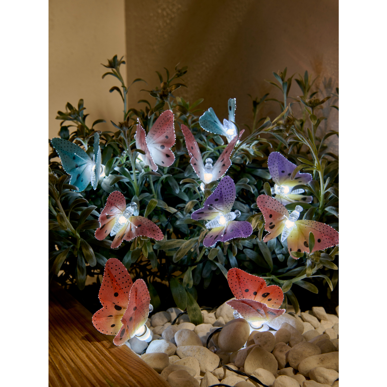 George White Solar-Powered Butterfly Lights - 10 Leds