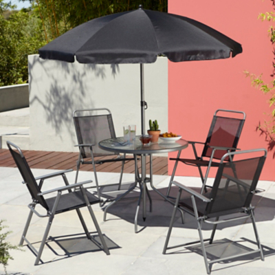 Cuba Black 6 Piece Patio Set Outdoor Garden George At Asda